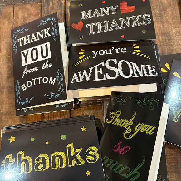 36 thank you greeting cards with envelopes & stickers chalkboard style NEW - Picture 4 of 4